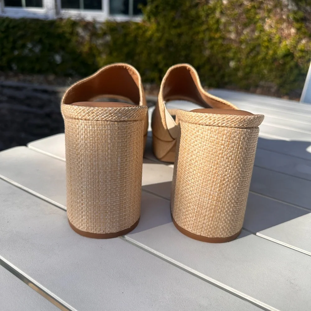 Lane Bryant Cream Textured Block Heel Sandals - Picture 4 of 8